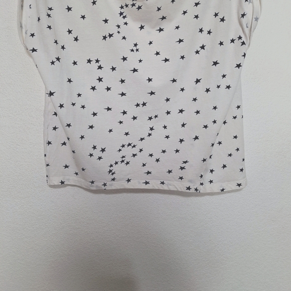 ZARA White Black Star Novelty Print Short Sleeve Relaxed Fit Casual Top Size M - Picture 4 of 10